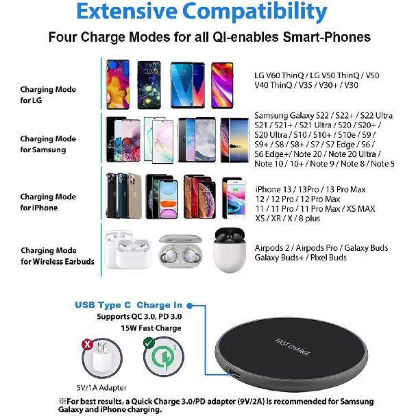 50W Wireless Charger For iPhone 14 15 16 17 Pro Xs Max Mini X Xr Induction Fast Charging Pad For Samsung S25 S26 S8 S9 S10 Note 4