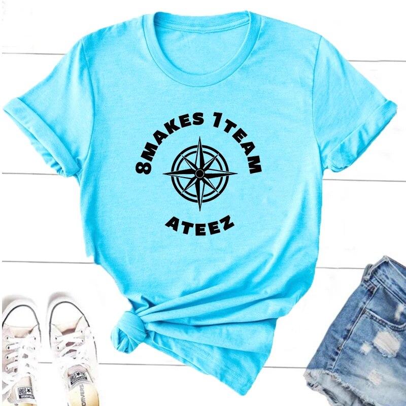Футболки Ateez Fellowship Break The Wall Kpop с круглым вырезом и коротким рукавом, корейская модная уличная одежда, одежда для фанатов, топы K-pop, унисекс