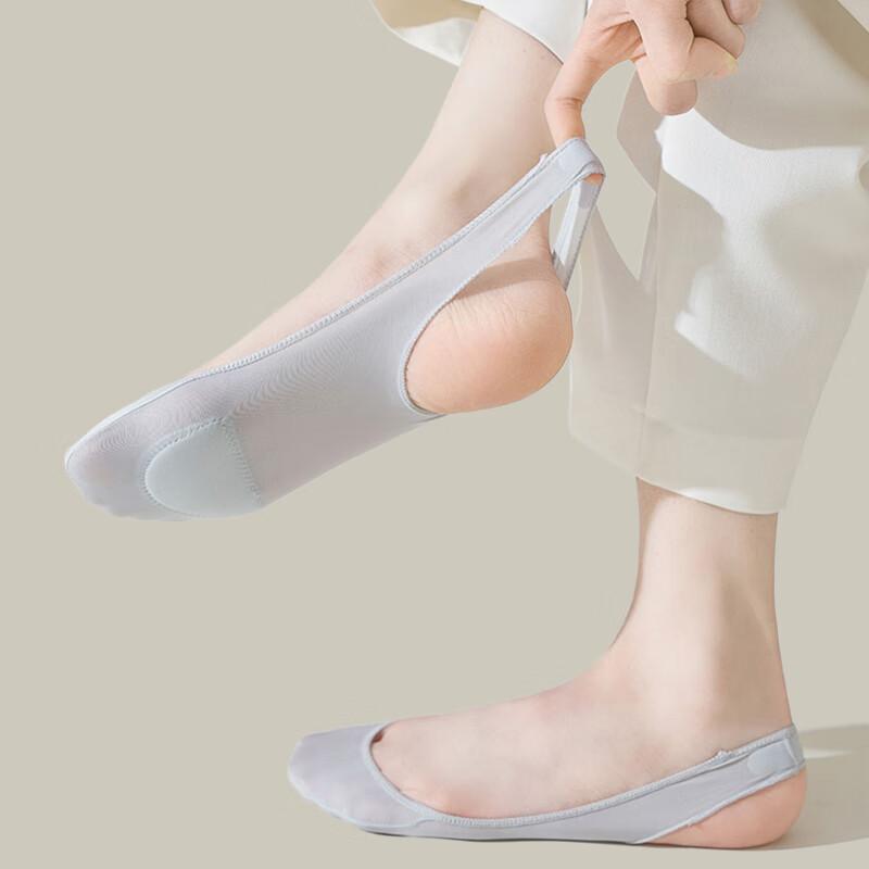 Women's Half-Palm Boat Socks, Invisible Socks, Autumn Thin Style, Shallow Cotton Pad, Shock-Absorbing, Breathable, Ice Silk, Suspender High Heel Socks
