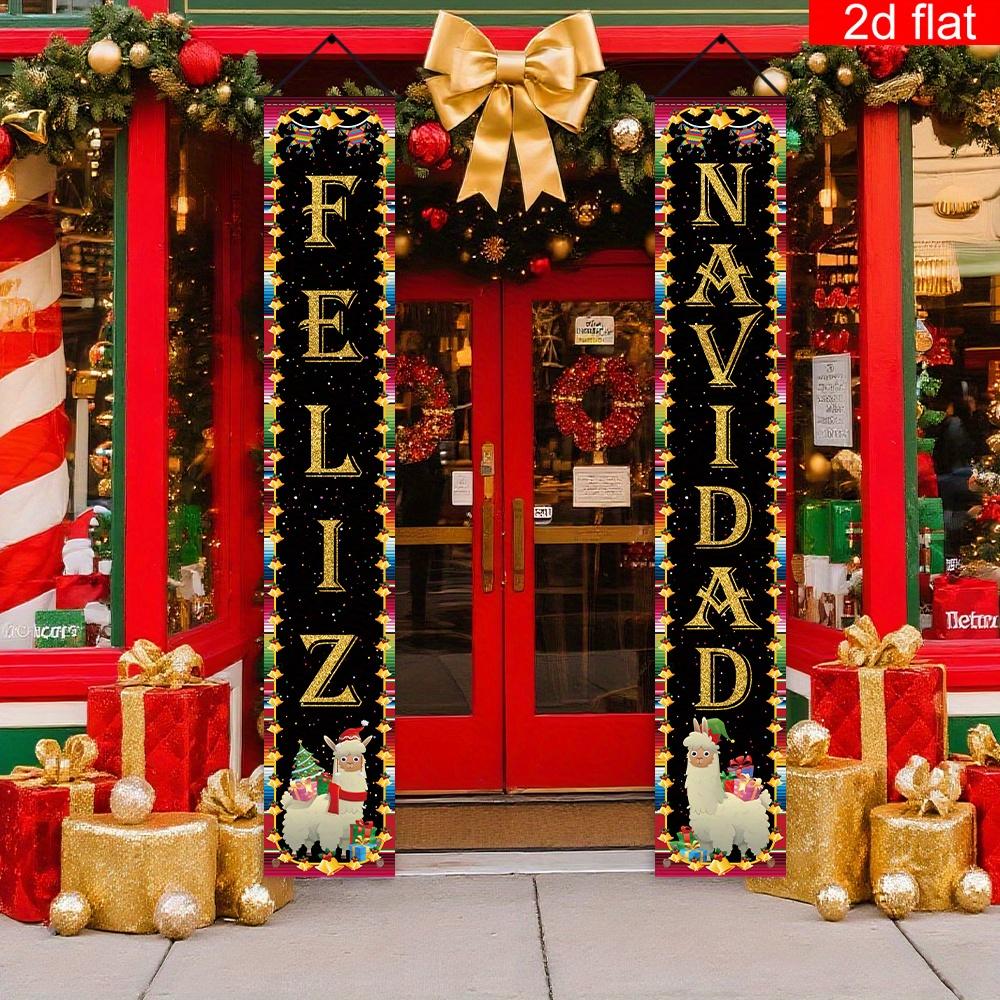 Merry Christmas Couplet Banner Alpaca 1 Pair Indoor Outdoor Decor