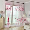 Transparent Window Drapes Romantic Tulle Curtain Flower Pattern Sheer Curtain  Bedroom