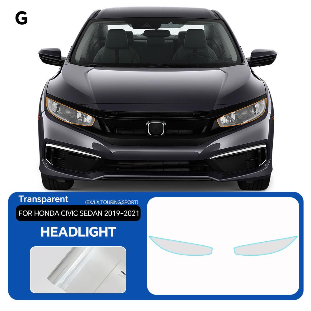 For Honda Civic Sedan - Headlight Rearview TPU Anti-scratch Protection Film Pre-cut Clear PPF Resistant Invisible Cover