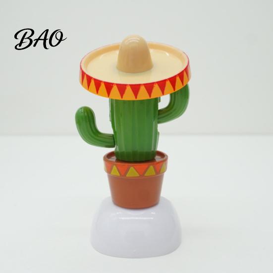 Solar Powered Car Toy Dance Cactus Ornament, Funny Automotive Interior Figurine Decor, Swinging Animated for Vehicles, Home Decor Tropical Style