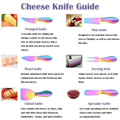 Набор из 7 ножей для сыра Rainbow из нержавеющей стали, нож для масла, сырорезка, вилка, полезные кухонные принадлежности для приготовления завтрака