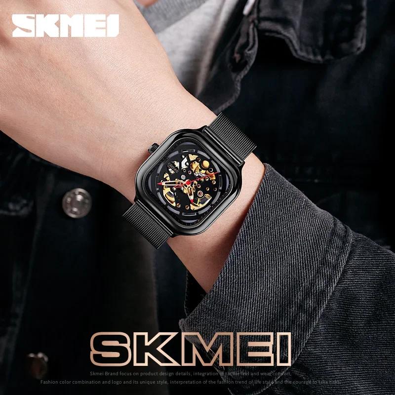 Skmei 9184 Мужские Автоматические Часы Кварцевые Водонепроницаемые Полые Художественные Нержавеющая Сталь Ремешок Мужские Часы Часы Модные Механические Часы