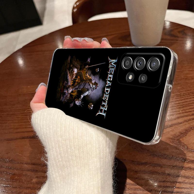 M-Megadeth Логотип Череп Металл Группа Для Samsung Galaxy A55 Чехол A54 A52 A53 5G A15 A14 A13 A21S A23 A34 A35 A33 A32 A72 Прозрачный Чехол