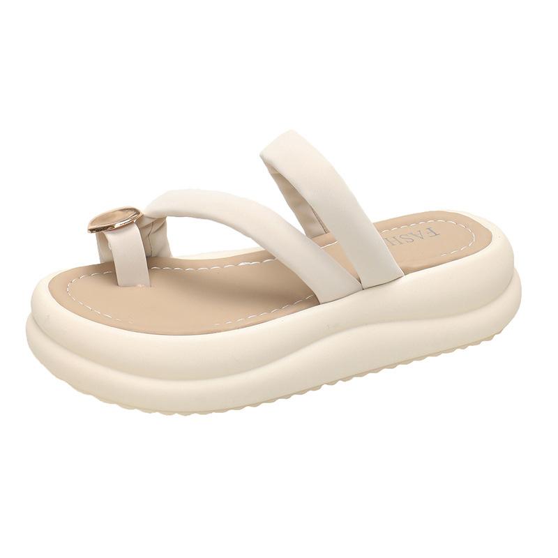 Тапочки с резинкой, женские, летние, с металлической толстой подошвой, удобные, для отдыха, пляжные сандалии, женская мода, женская, летняя, дышащая обувь