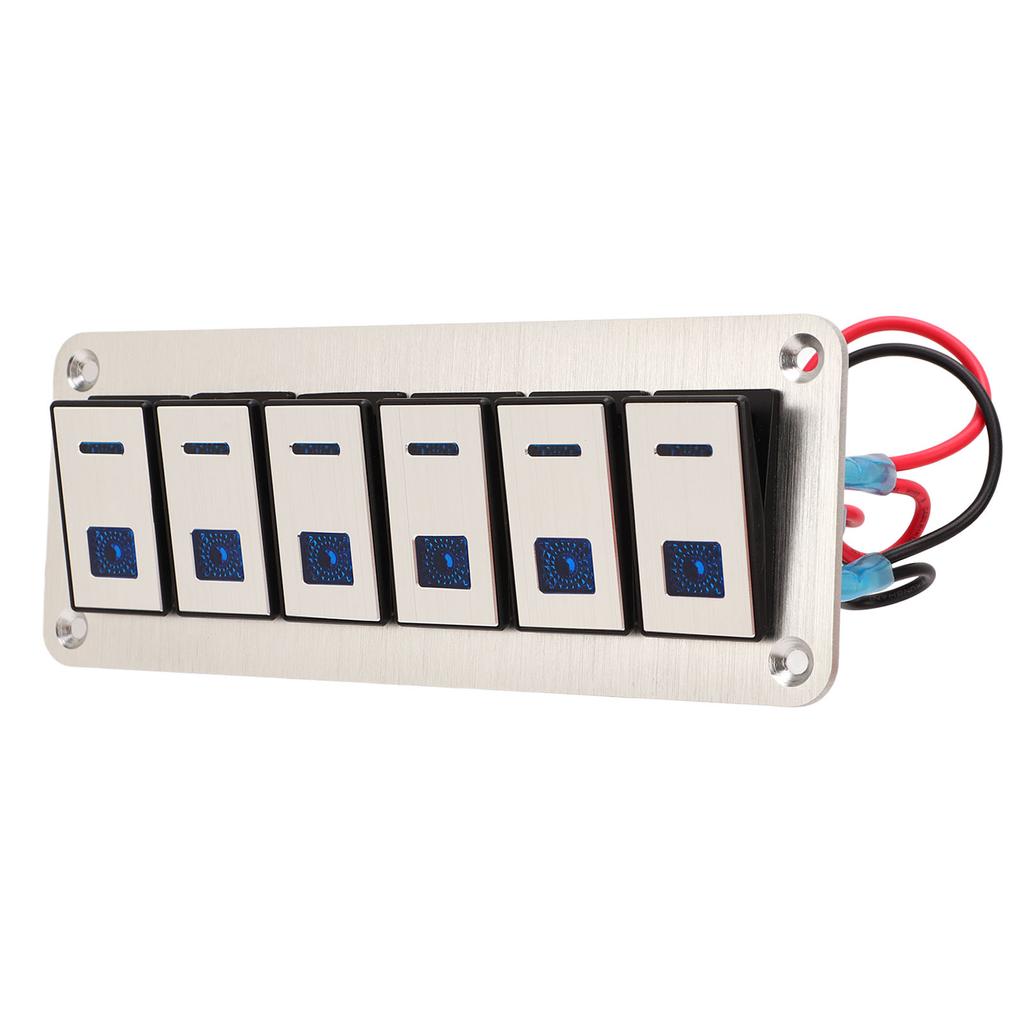 Панель кулисных переключателей на 6 клавиш 12 В 24 В синяя светодиодная водонепроницаемая SPST вкл/выкл предварительно подключенный переключатель для автомобиля лодки грузовика