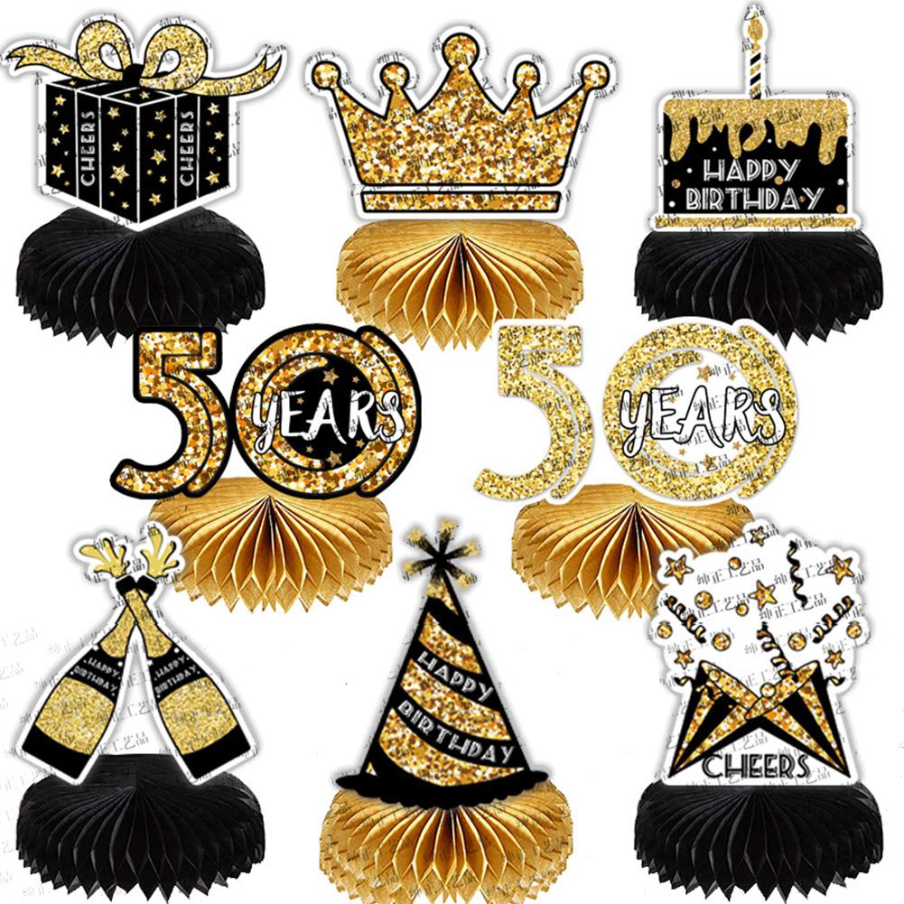 8 Pcs/set Paper Birthday Party  Honeycomb  Ball  Decoration 18/40/50/60-year-old Desktop Gifts Decoration Photo Favor Booth Props