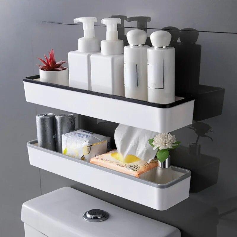 Wall Hanging Toilet Bathroom Storage Cabinet Rack Punch Free Multifunctional Artifact Above Toilet Rack Shelf Organizer