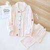 2025 Spring and Autumn New Women's Pajama Set 100% Cotton Crepe Long Sleeve Long Pants Two Piece Home Clothes Sleepwear Ladies