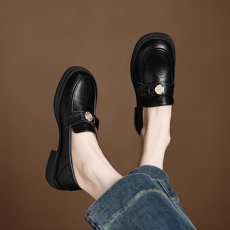 Женские мокасины весна-осень универсальные удобные толстые каблуки низкие повседневные туфли большого размера