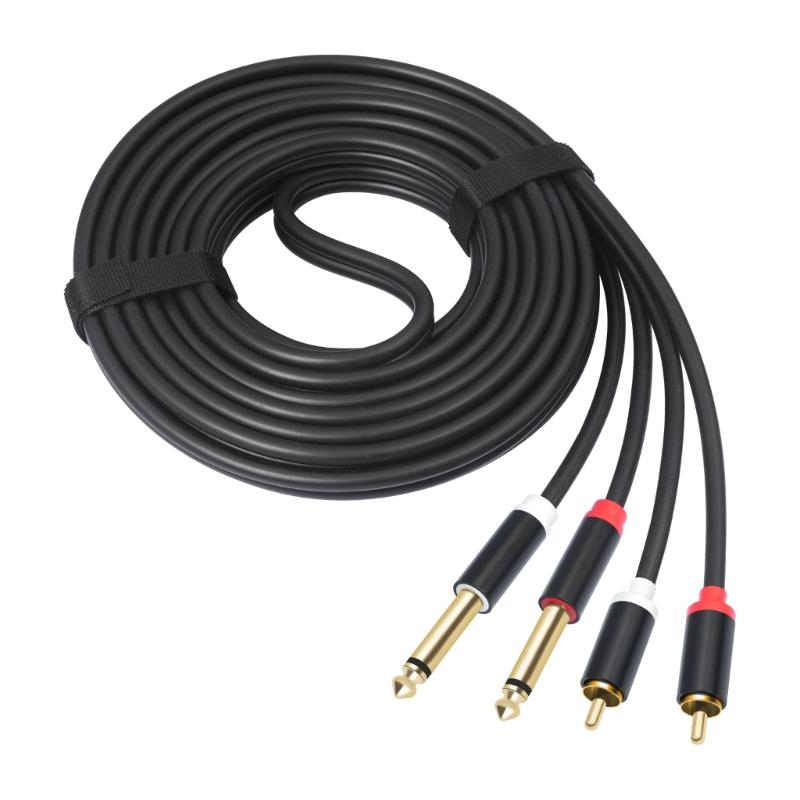 1/4inch to 2RCA Sound Cable 6.35mm to Double 2RCA Insert Cable Y Splitter Cable Bidirectional Interconnection
