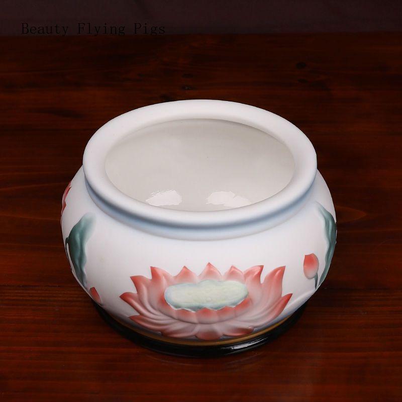 Creative Ceramic Golden Lotus Incense Stove Home Offering Incense Stove Inserting Incense Stove Feng Shui