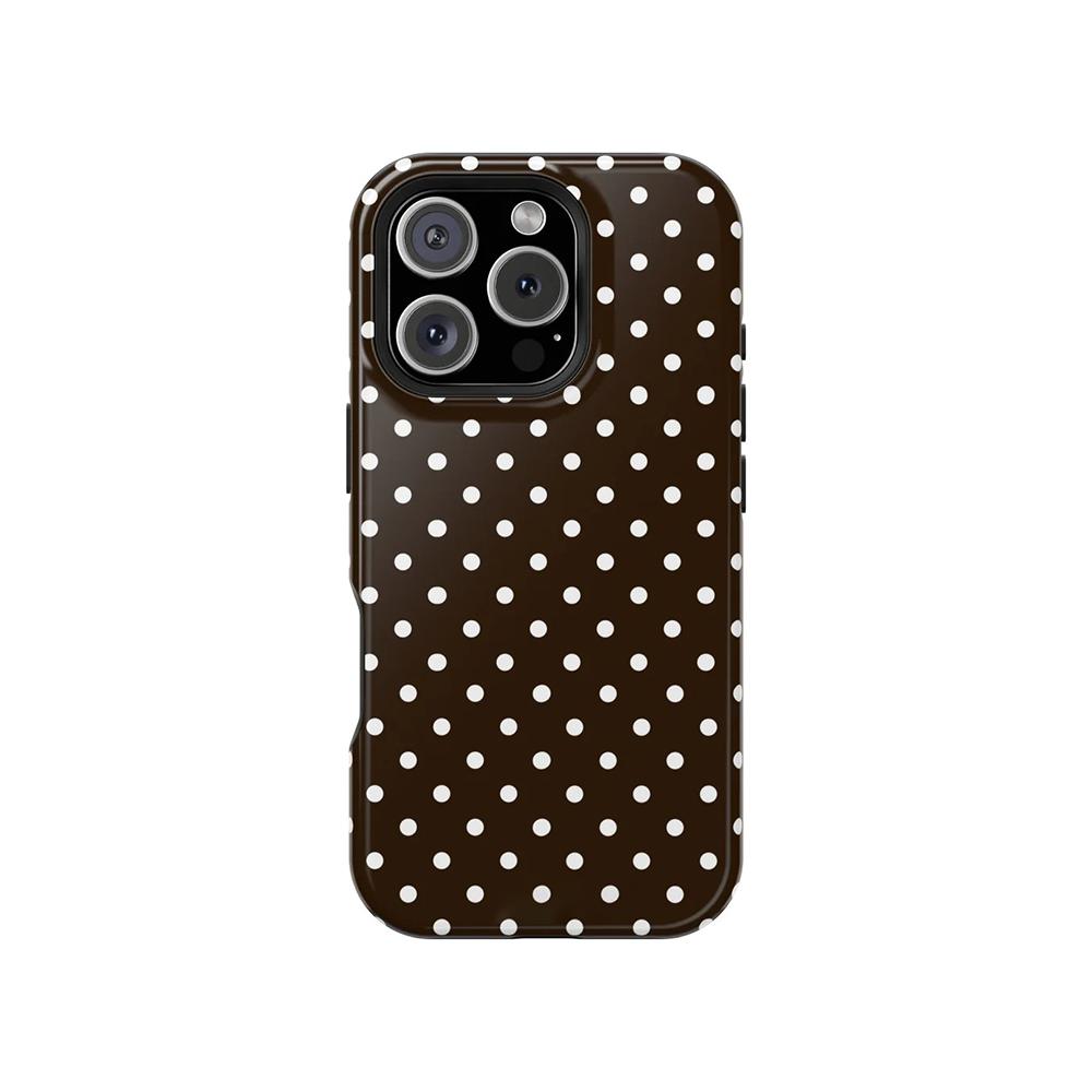 Роскошный чехол Clmj с какао-точками в горошек для iPhone 17 16 15 14 13 12 11 X XS XR Air Pro Max Plus Двухслойная задняя крышка
