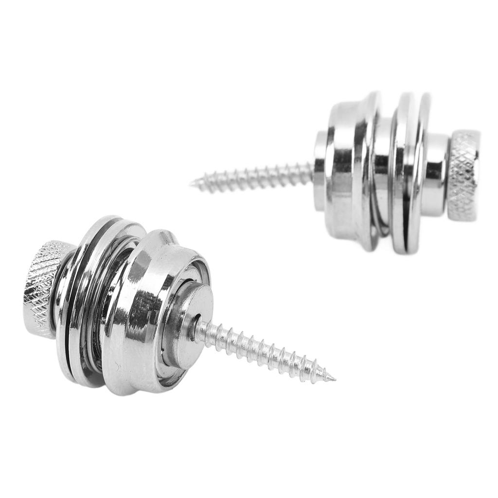 2Pcs Guitar Strap Locks Security Buttons Heavy Duty Metal Flat Round Head Non Slip Fall Resistant