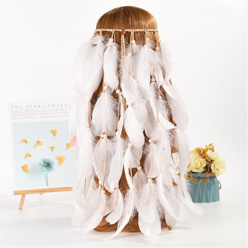 Этнические повязки на голову с перьями, привлекающие внимание повязки на голову для женщин, фотоповязки для свадебной вечеринки