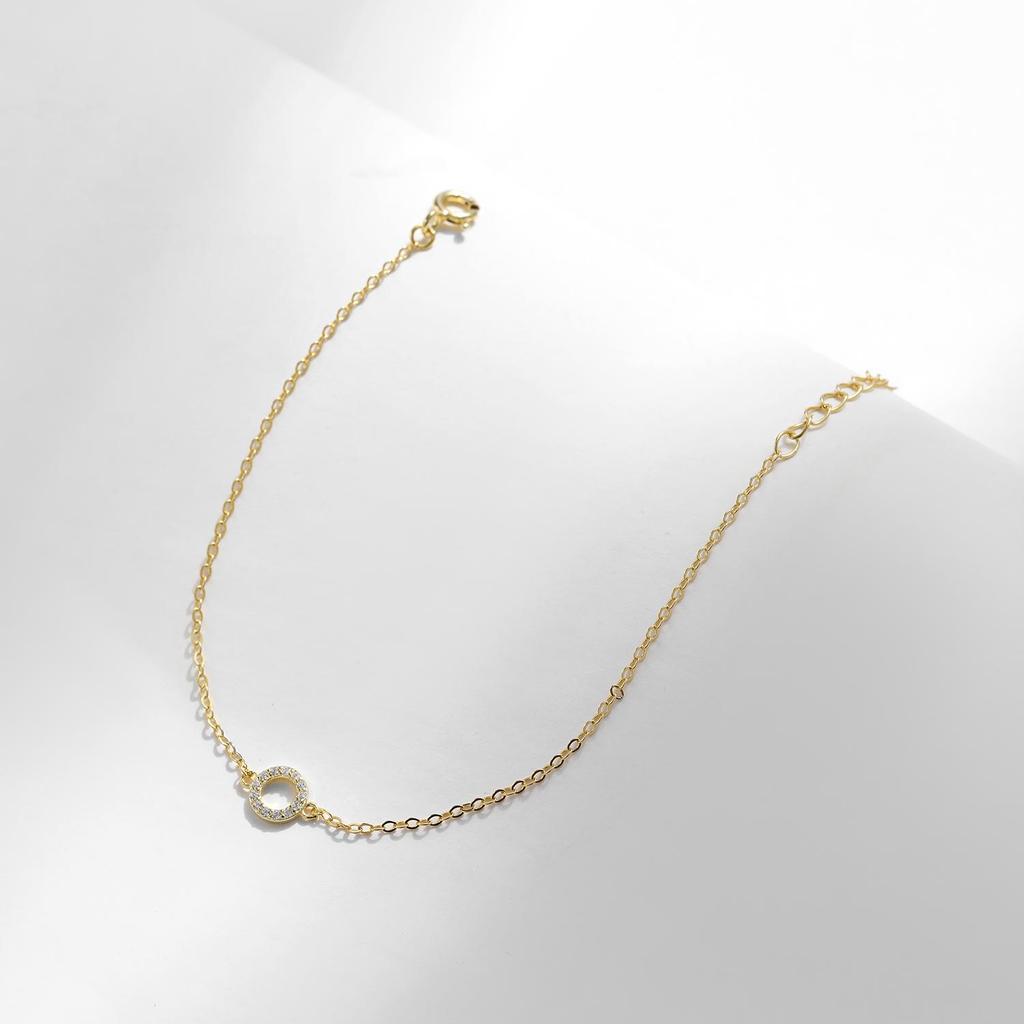 MODIAN Твердые браслеты из стерлингового серебра 925 пробы, простые полые круглые прозрачные браслеты с цирконием, золотистая цепочка для женщин и девочек, ювелирные изделия в подарок