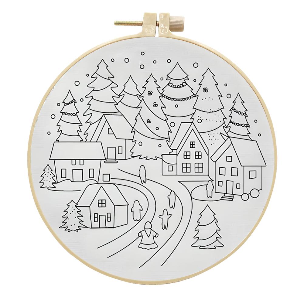 Рождественский набор для практики вышивки стежками с пяльцами для вышивания, цветными нитками и иглами для начинающих, набор для вышивания крестиком своими руками