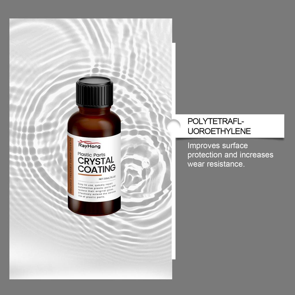 Rayhong Car Plastic Parts Crystal Coating 30ml with Sponge, Plastic Restorer & Ceramic Coating for Automotive Interior & Exterior