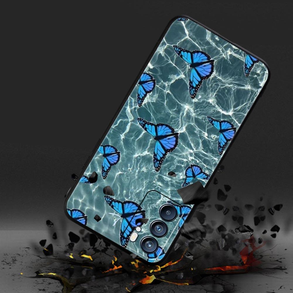 Butterfly Phone Case For Oppo Find X5 A54 A53 A52 A9 2020 A15 A95 A16 A76 A74 A12 Reno7 SE Reno6 Pro Plus 5G Soft Black Cover