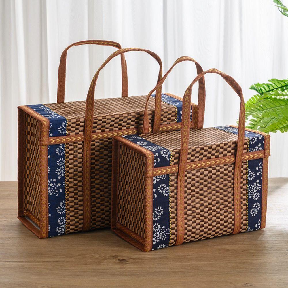 Camping Special Outdoor Picnic Hand-Woven Storage Box Storage Basket Bamboo Products Gift Box