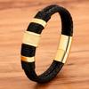 Woven Leather Rope Wrapping Special Style Classic Stainless Steel Men's Leather Bracelet Double-layer Design