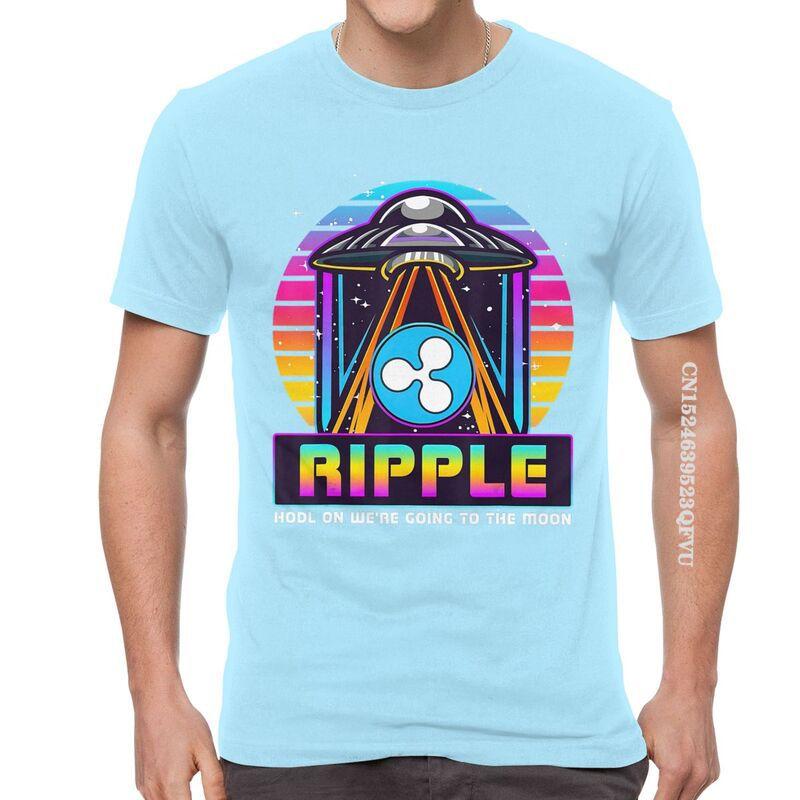 Mens Ripple XRP HODL On We Are Going To The Moon T Shirts Vaporwave Bitcoin Tshirt Hip Hop T Shirt Cotton Oversized Tee Tops