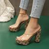 Fashion Summer Slippers PVC Transparent Peep Toe Platform Wedges Slippers Sandals Women Fashion High Heels Female Shoes 10cm Gold