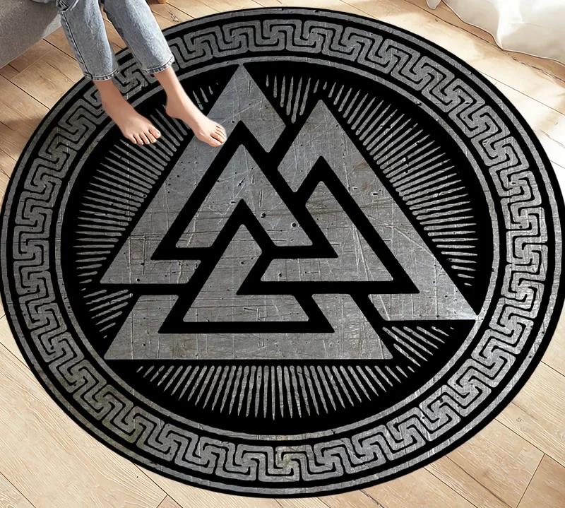 Викинг Валькнут Иггдрасиль Древо Жизни Круглый Ковер Коврики для Гостиной Спальни Коврик для Ног Декорация Нескользящий Напольный Коврик