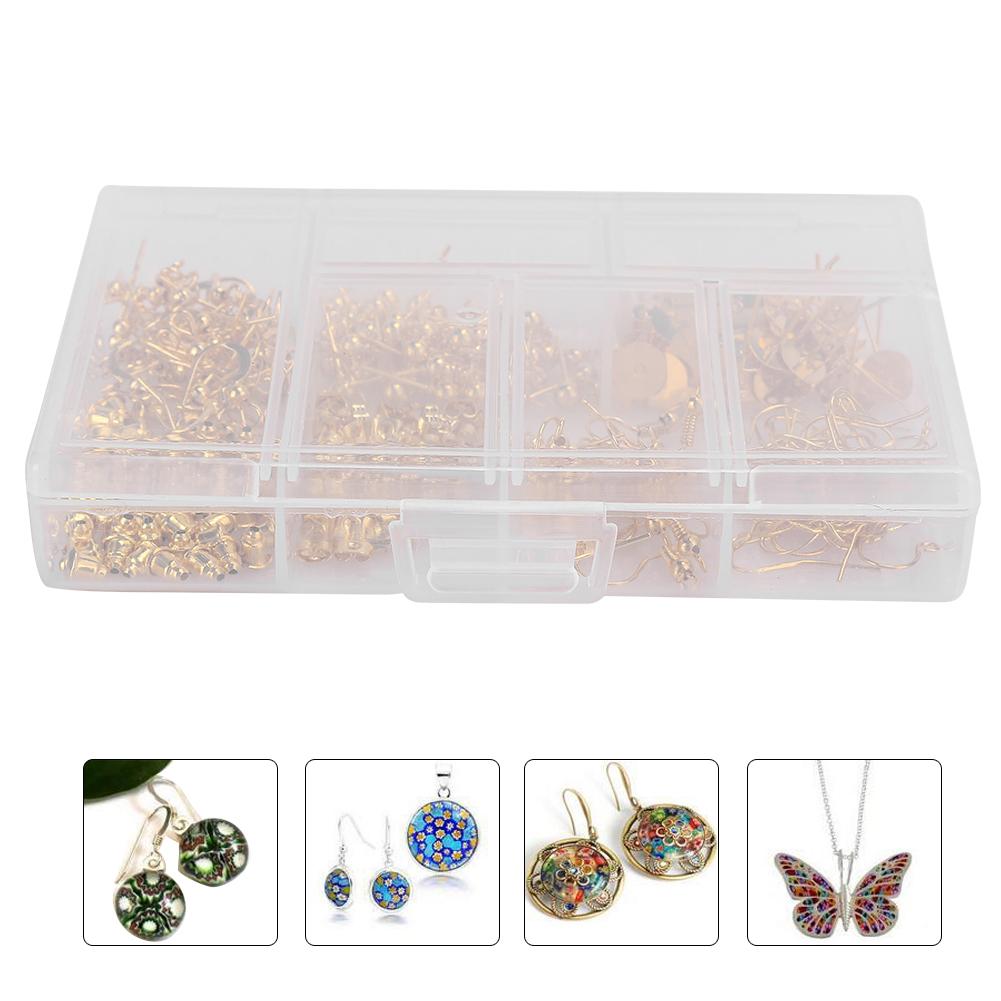 Набор для изготовления серег Круглые бусины Пуссеты Швензы Крючки для серег Набор ювелирной фурнитуры Золотой