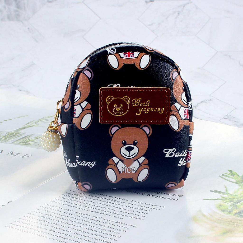 Cute Bear Mini Backpack Coin Purse Keychain - Korean Style