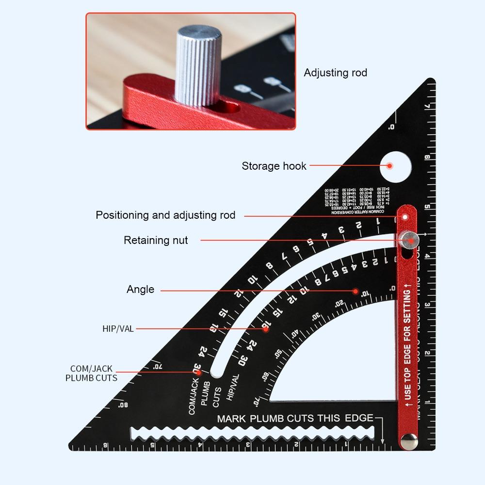 7 Inch Aluminum Alloy Triangle Ruler Adjustable Angle Adjustable Rafter Framing Square Framing