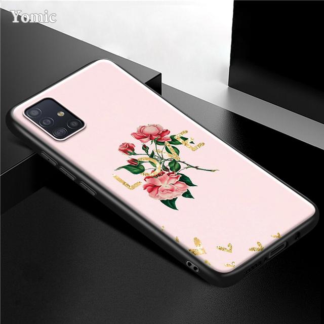Чехол с розовым цветком для Samsung Galaxy S21 Ultra A51 A71 A52 A72 5g S20 Fe A50 A70 A41 A31 A30 A21s, черный чехол из ТПУ для телефона, капа