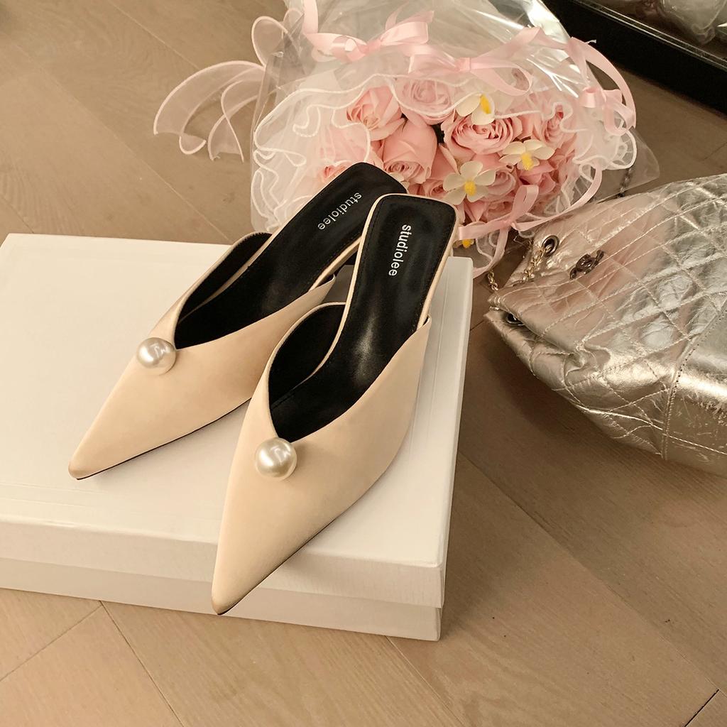 Версия из овчины~ Однопедальная сумка-голова полуприлегающие туфли-мюли женские 2025 новые французские нишевые женские сандалии с открытой пяткой