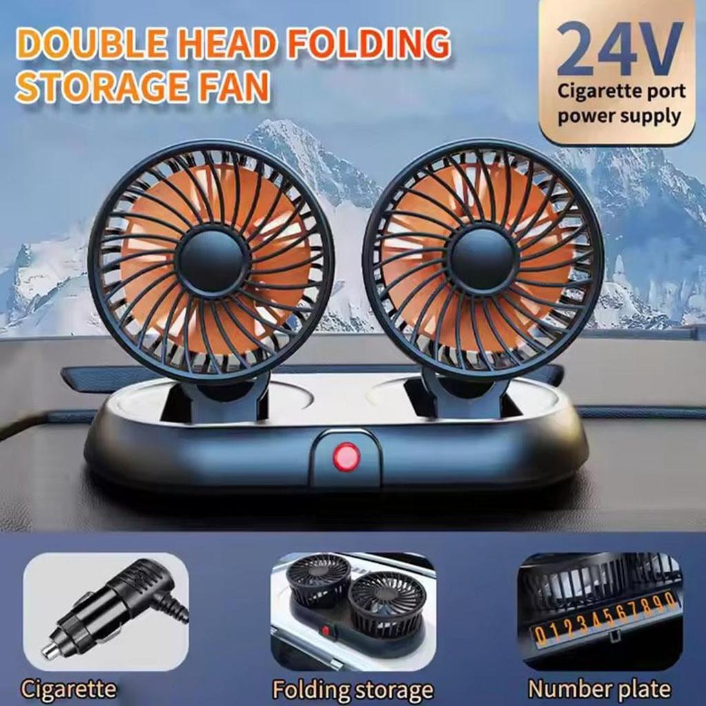 Car Fan 5/12/24V,360 Degree Rotatable Car Fan,Electric 3 Speed Two Head Fans,Strong Dashboard CoolCirculator Fan