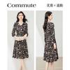 V-neck pullover three-dimensional flower color temperament dress, new women's style