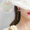 Новые корейские стильные асимметричные висячие серьги с цветком для женщин, длинные милые серьги с кисточками, милые украшения