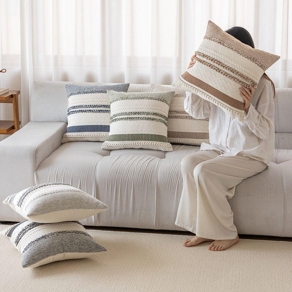 Декоративные наволочки 18x18 дюймов, полосатый узор, большие диванные подушки, спальня