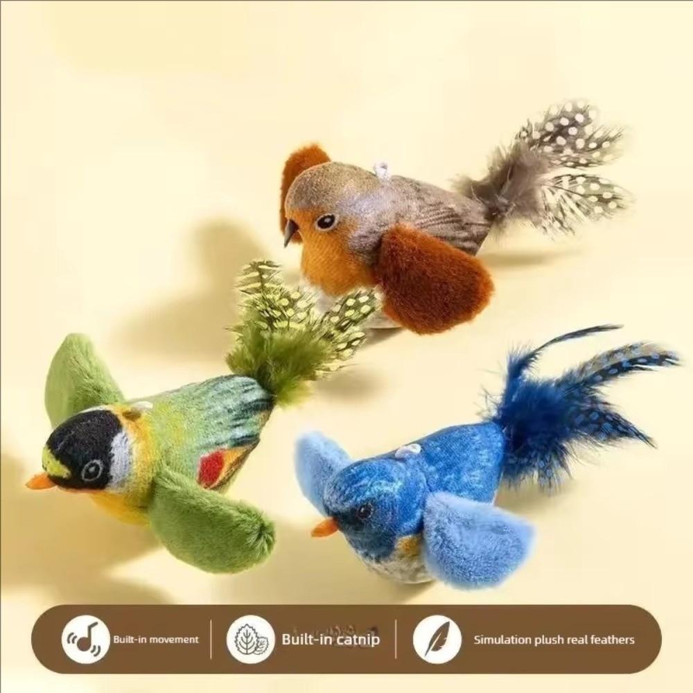 Plush Flying Bird Cat Toy Vivid Chirping Realistic Bird Sound Cat Toy for Cat Supplies