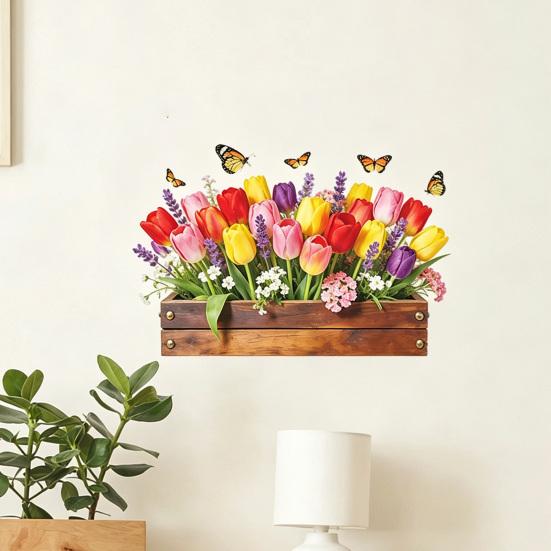 Tulip Flower Wall Stickers Peel and Stick Wall Decals Vinyl Floral Stickers