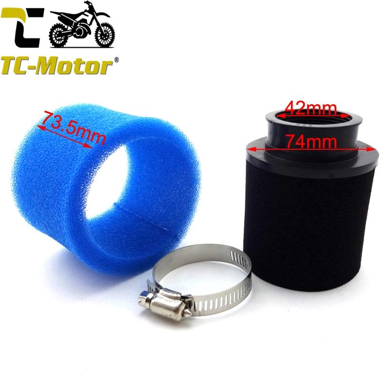 TC-Motor Blue 42mm Performance Foam Air Filter For GY6 150cc Moped Scooter ATV Quad Pit Dirt Bike Go Kart Scooter Motorcycle