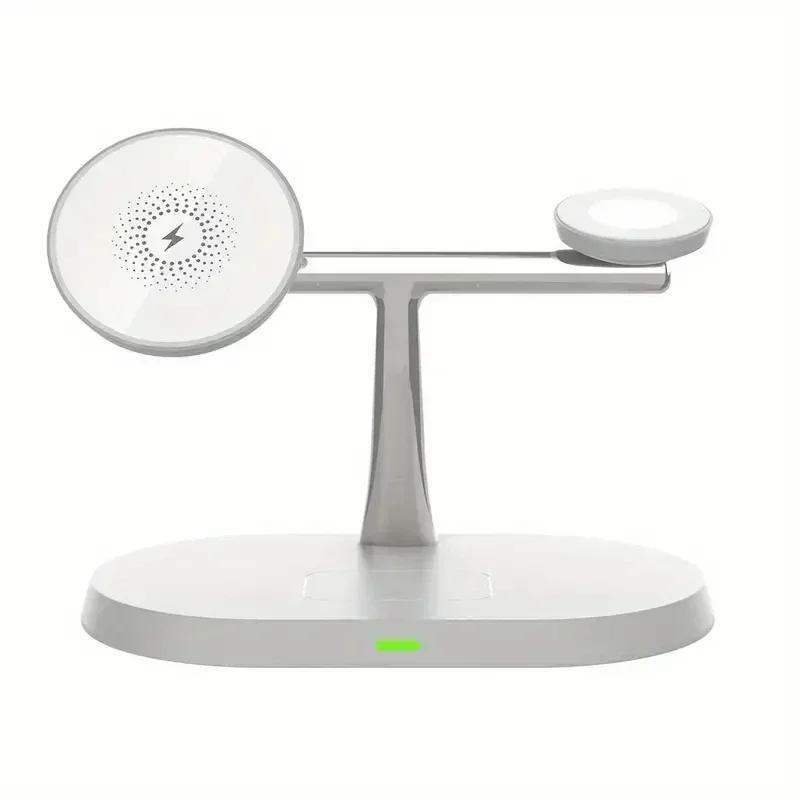 30W Wireless Charger Desktop Phone Stand For Mag-safe iPhone 16 15 14 13 12 Apple Watch 10 9 8 7 6 AirPods 4 Pro 2 Fast Charging