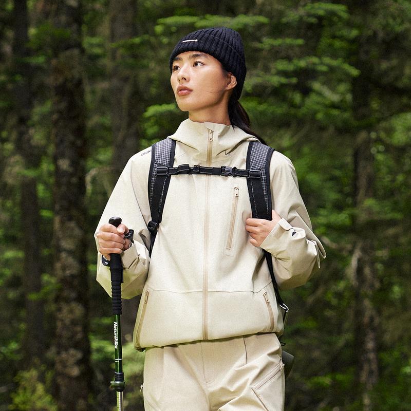 Li Ning Уличная ветровка CF Tracing Hiking, водонепроницаемая, ветрозащитная и дождезащитная, унисекс, цвет известково-серый AEMU049-1