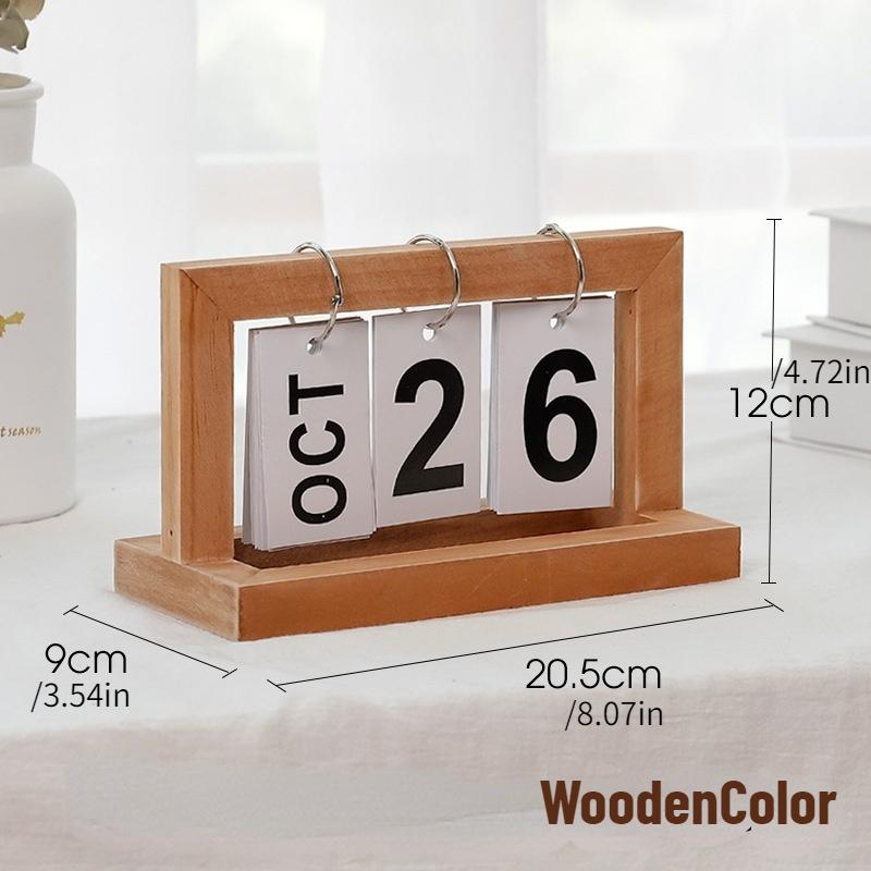 Office Wooden Vintage Home Calendar Cafe Desktop Decorative DIY Rustic Ornaments