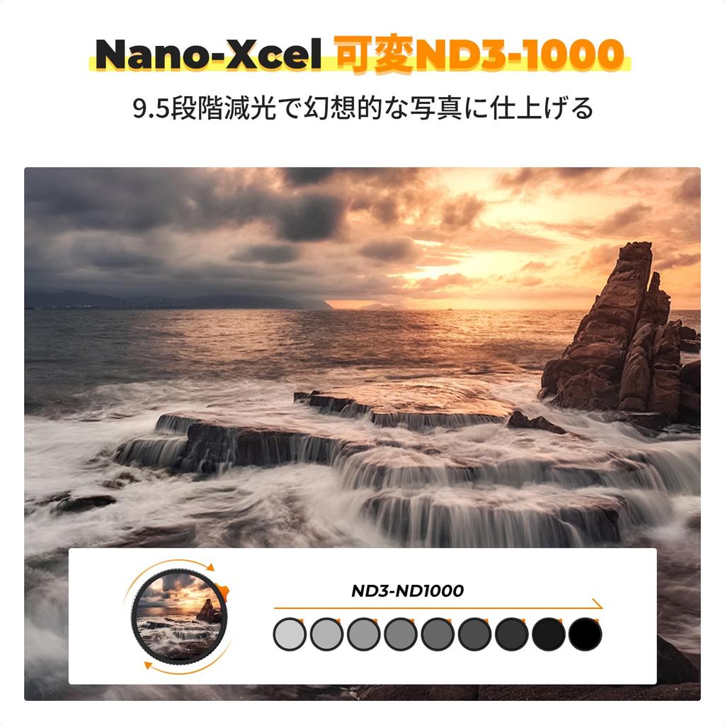 Concept 55mm Variable ND Filter Japanese AGC Optical Glass HD Super Resolution Low Reflectance Stepless Adjustment 28 Layer Nano Coating Water Stain