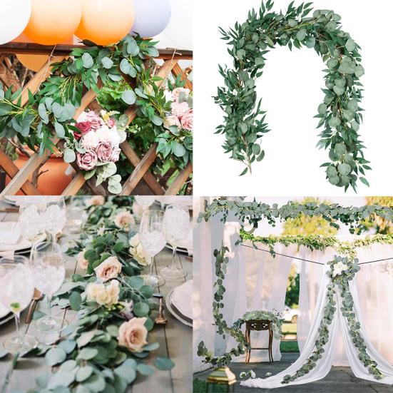 Artificial Hanging Eucalyptus Vine Leaves Garland Party Photo Props Home Decor
