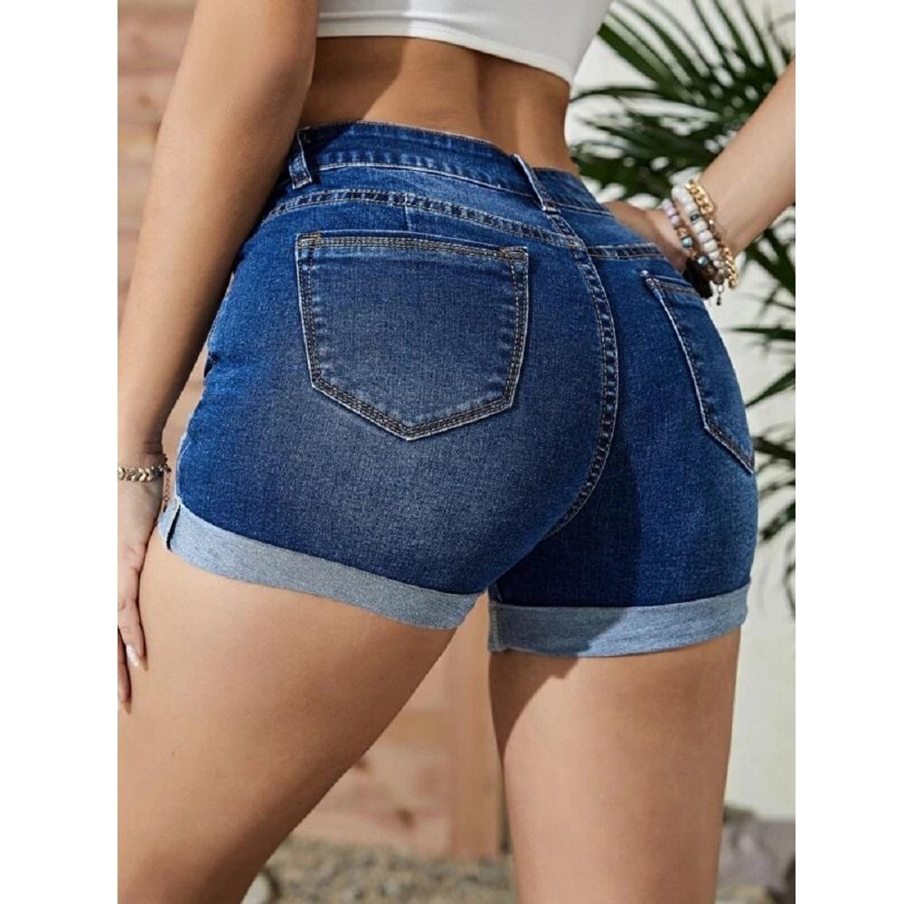 Женские летние джинсовые шорты с высокой талией, рваные эластичные джинсы, короткие брюки, женские повседневные шорты