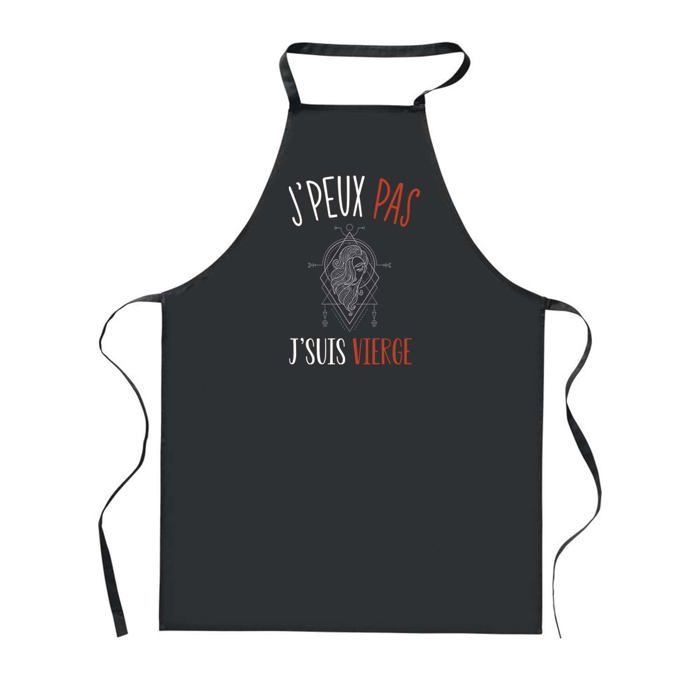 Tablier de cuisine - PLANETEE - J'peux Pas Signe Vierge - Noir - 90x60 cm - Impression bretonne