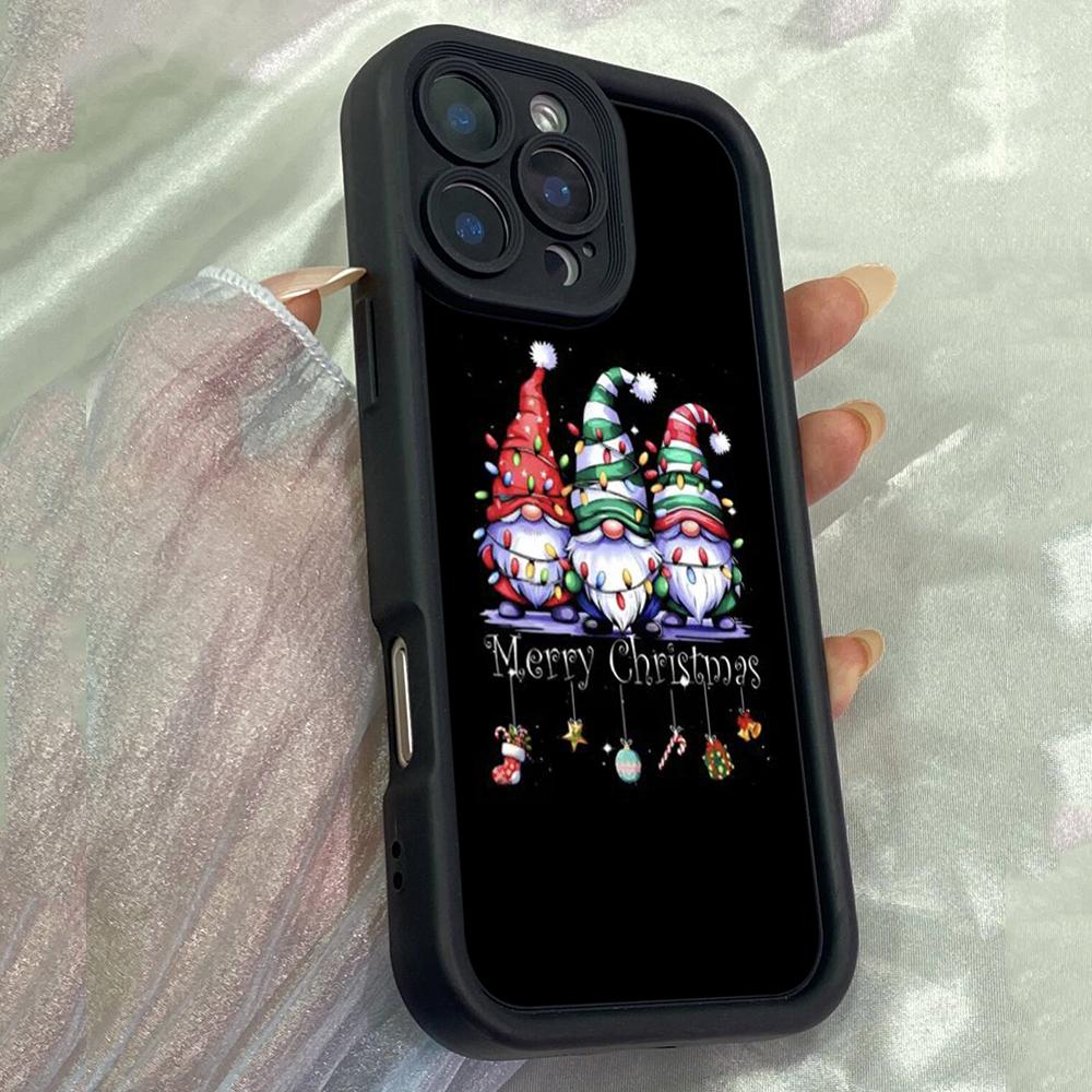 JT144 Рождественский гном для iPhone 17 16 15 Pro Max Samsung S26 S25 Ultra A17 A16 A07 A56 Xiaomi 15T Redmi 15c 14c Note 14 Мягкий чехол из ТПУ